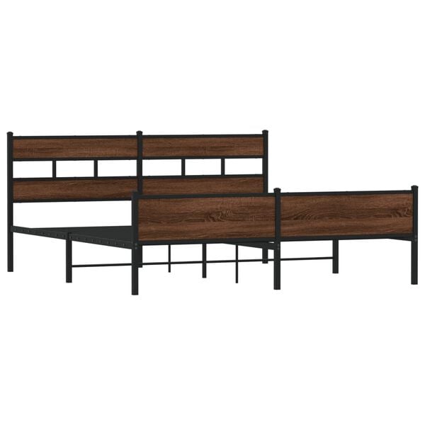 vidaXL Cadre de lit en m&eacute;tal sans matelas ch&ecirc;ne marron 180x200 cm