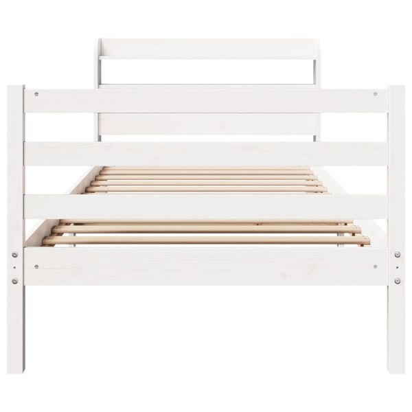 vidaXL Cadre de lit avec t&ecirc;te de lit sans matelas blanc 90x190 cm