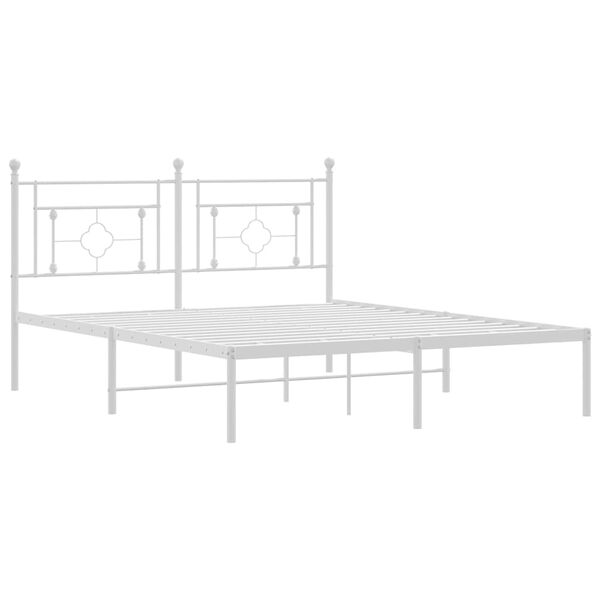 vidaXL Cadre de lit m&eacute;tal sans matelas et t&ecirc;te de lit blanc 150x200 cm