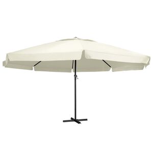 vidaXL Parasol de jardin avec m&acirc;t en aluminium 600 cm Blanc sable