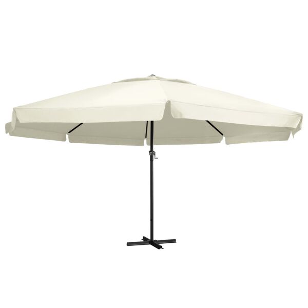 vidaXL Parasol de jardin avec m&acirc;t en aluminium 600 cm Blanc sable