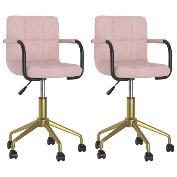 vidaXL Chaises pivotantes &agrave; manger lot de 2 rose velours