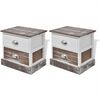 vidaXL Table de chevet 2 pcs Marron et Blanc