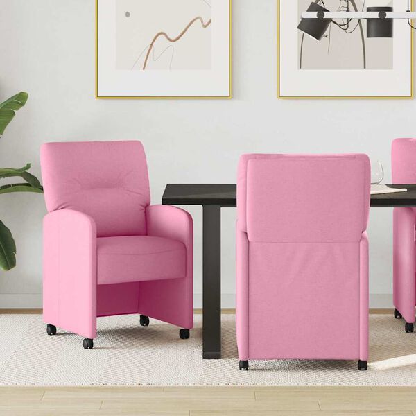 vidaXL Chaises de Salle à Manger avec Roues 2 pcs Rose 57 x 67 x 95 cm