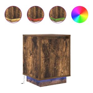 VidaXL Table de chevet avec lumi&egrave;res LED ch&ecirc;ne fum&eacute; 38x34x50 cm