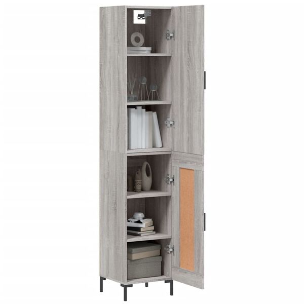 vidaXL Buffet haut Sonoma gris 34,5x34x180 cm Bois d'ing&eacute;nierie