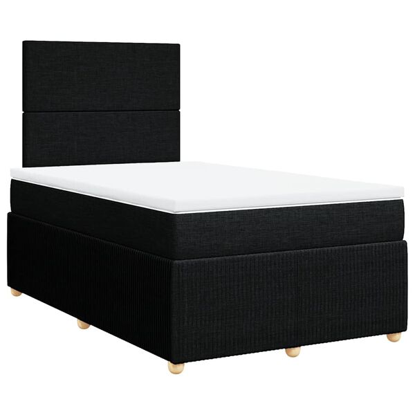 vidaXL Sommier &agrave; lattes de lit avec matelas Noir 120x200 cm Tissu