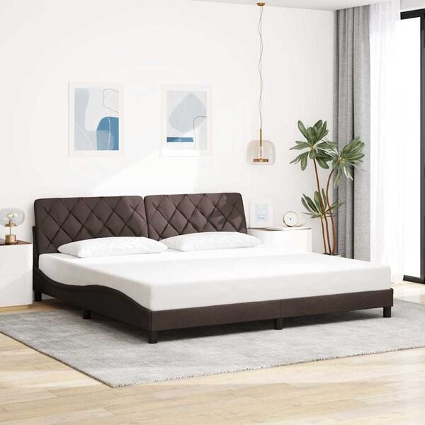 vidaXL Cadre de lit sans matelas marron fonc&eacute; 200x200 cm tissu
