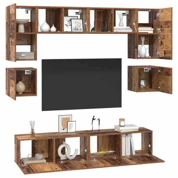 vidaXL Ensemble meuble TV 8 pcs Bois Ancien Bois d'ing&eacute;nierie