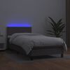vidaXL Sommier à lattes de lit et matelas LED Gris 90x190cm Similicuir
