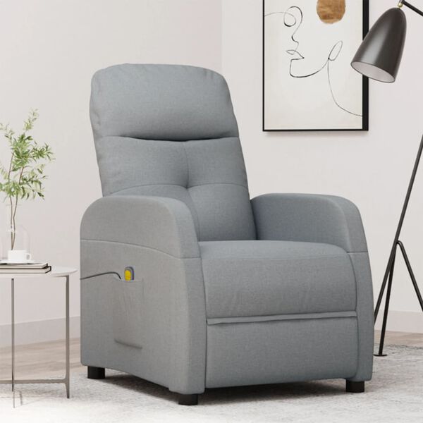 vidaXL Fauteuil de massage Gris clair Tissu