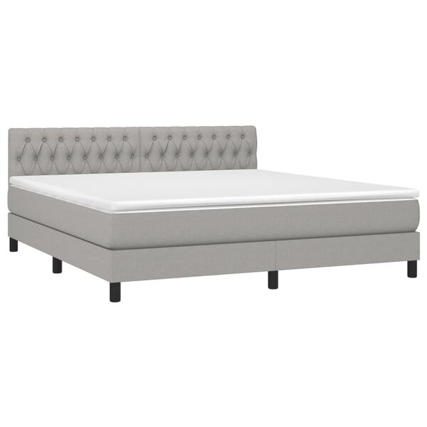vidaXL Sommier &agrave; lattes de lit et matelas et LED Gris clair 180x200 cm