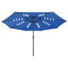 vidaXL Parasol de jardin avec lumières LED et mât en métal bleu azuré
