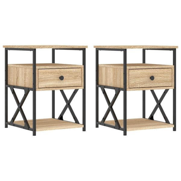 vidaXL Tables de chevet 2 pcs ch&ecirc;ne sonoma 40x42x55 cm bois ing&eacute;nierie