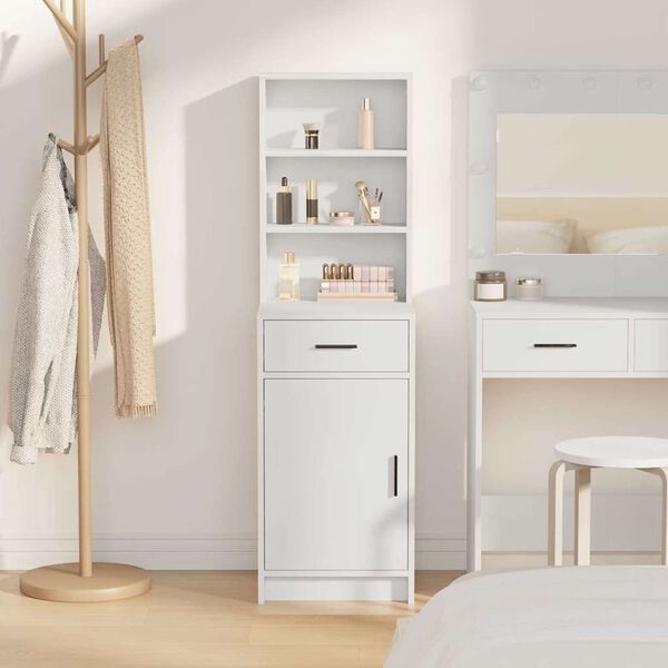 vidaXL Haut Armoire Blanc 40 x 40,5 x 135 cm Bois d'ing&eacute;nierie