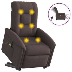 vidaXL Fauteuil inclinable de massage &eacute;lectrique Marron fonc&eacute; Tissu