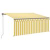 vidaXL Auvent automatique store capteur de vent LED 3x2,5m Jaune blanc