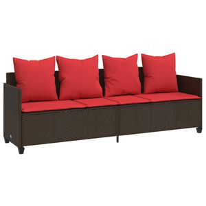 vidaXL Chaise longue avec coussins marron r&eacute;sine tress&eacute;e