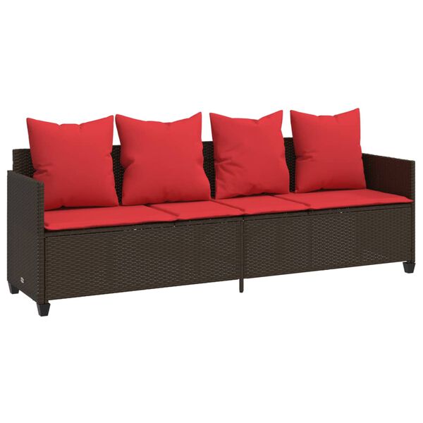 vidaXL Chaise longue avec coussins marron r&eacute;sine tress&eacute;e