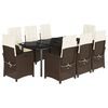 vidaXL Ensemble &agrave; manger de jardin et coussins 9 pcs marron poly rotin