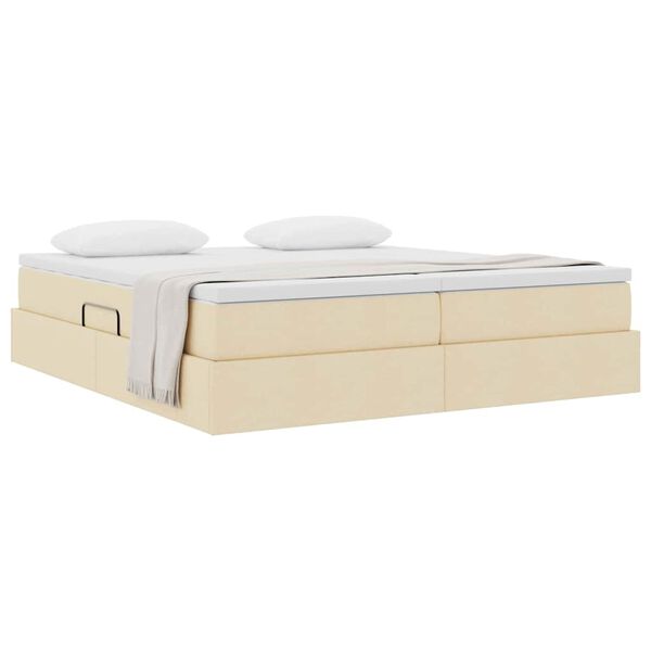 vidaXL Lit avec rangement et matelas Cr&egrave;me 180 x 200 cm Polyester