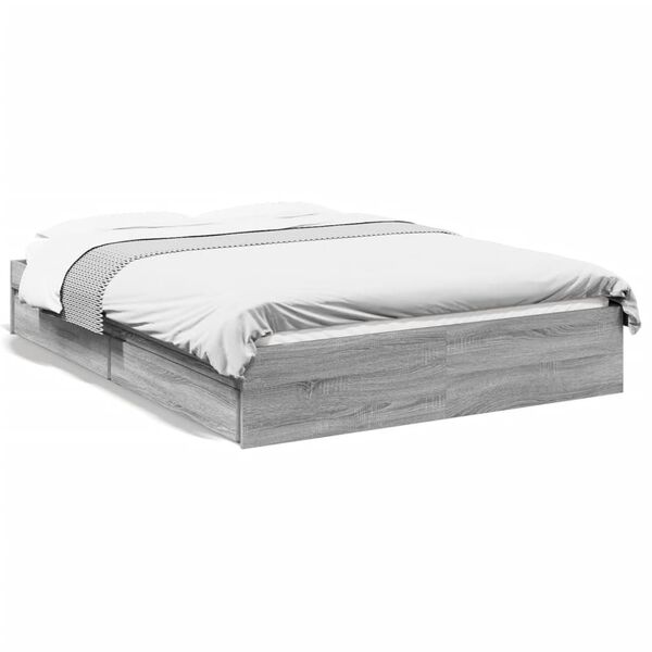 vidaXL Cadre de lit avec tiroirs sans matelas sonoma gris 140x190 cm