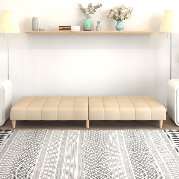 vidaXL Canap&eacute;-lit &agrave; 2 places cr&egrave;me tissu