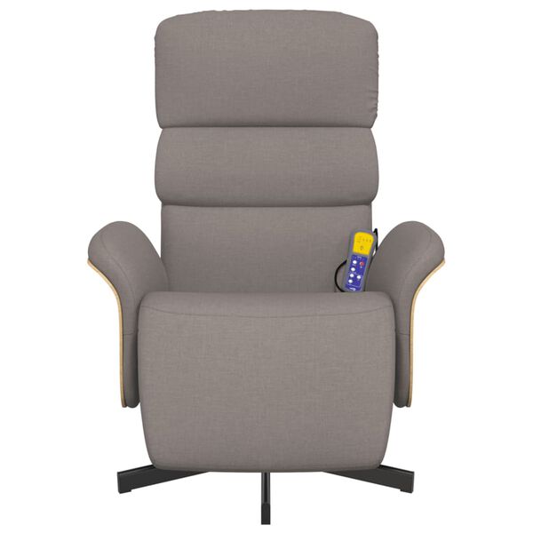 vidaXL Fauteuil inclinable de massage avec repose-pieds taupe tissu