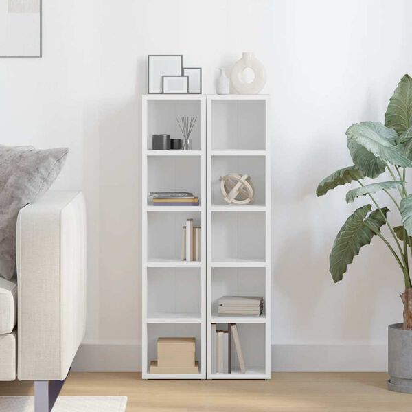 vidaXL Armoires &agrave; CD 2 pcs Blanc 21x16x93,5 cm Agglom&eacute;r&eacute;