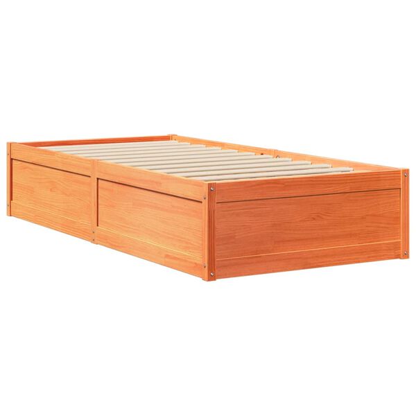 vidaXL Cadre de lit sans matelas cire marron 100x200cm bois pin massif