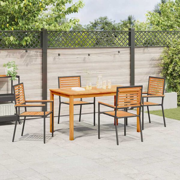 vidaXL Ensemble de salle &agrave; manger pour jardin 5 pcs Noir