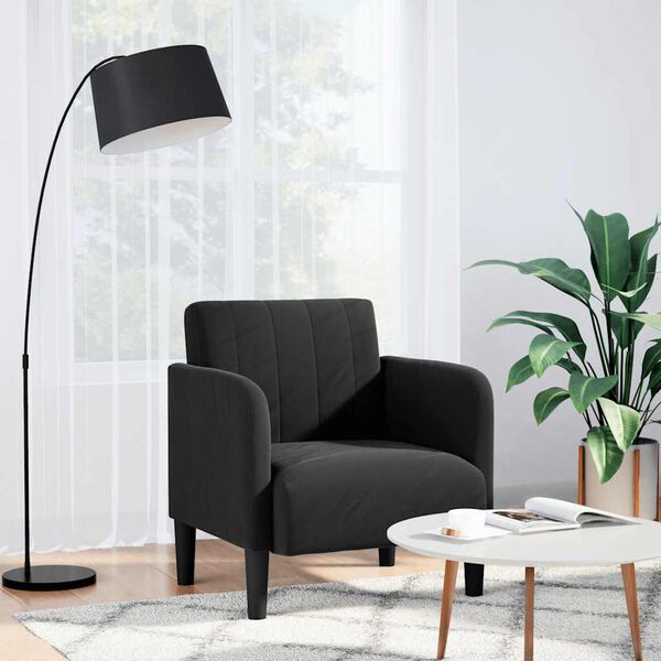 vidaXL Fauteuil avec accoudoirs noir 54 cm velours