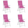 vidaXL Coussins de chaise &agrave; dossier haut lot de 4 rose tissu