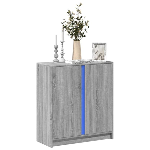 vidaXL Buffet avec LED sonoma gris 77x34x85 cm bois d'ing&eacute;nierie