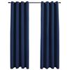 vidaXL Rideaux occultants avec anneaux en m&eacute;tal 2 pcs Bleu 140x225 cm