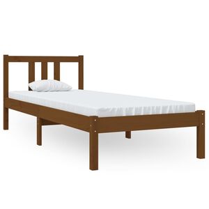 vidaXL Cadre de lit sans matelas marron miel bois massif 75x190 cm