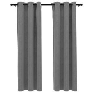 vidaXL Rideaux occultants et anneaux 2 pcs gris 94x160 cm velours