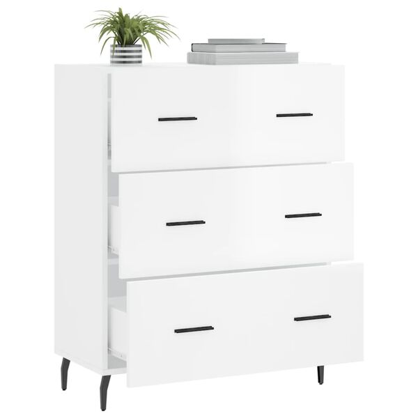 vidaXL Buffet Blanc brillant 69,5x34x90 cm Bois d'ingénierie