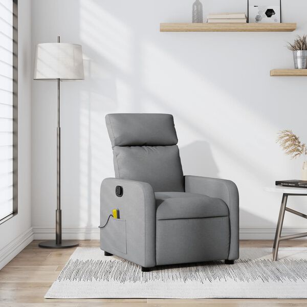 vidaXL Fauteuil inclinable de massage en tissu gris clair