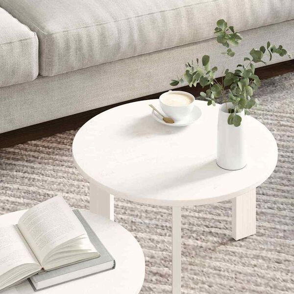 vidaXL Table basse 2 pcs Blanc Bois de pin massif