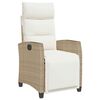 vidaXL Chaise de jardin inclinable et table d'appoint beige polyrotin