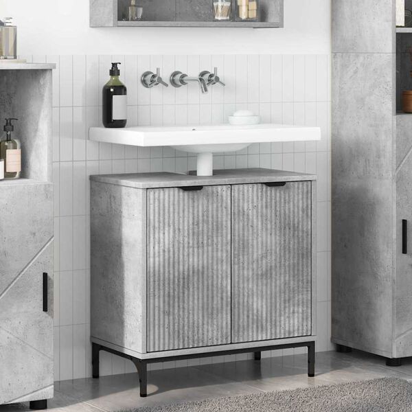 vidaXL Meuble de Lavabo de Salle de Bain avec stockage Gris b&eacute;ton