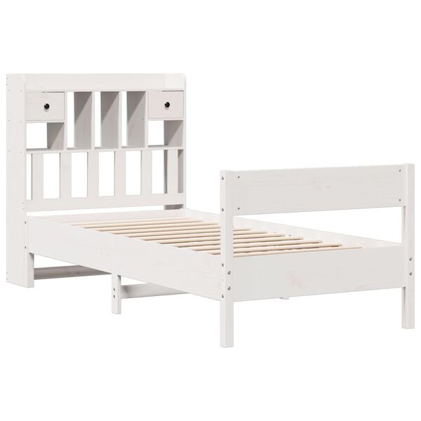 vidaXL Lit biblioth&egrave;que sans matelas blanc 75x190cm bois de pin massif