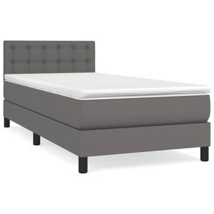 vidaXL Sommier &agrave; lattes de lit avec matelas Gris 80x200 cm Similicuir