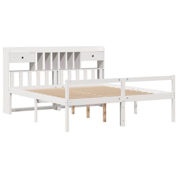 vidaXL Lit biblioth&egrave;que sans matelas blanc 180x200 cm bois pin massif