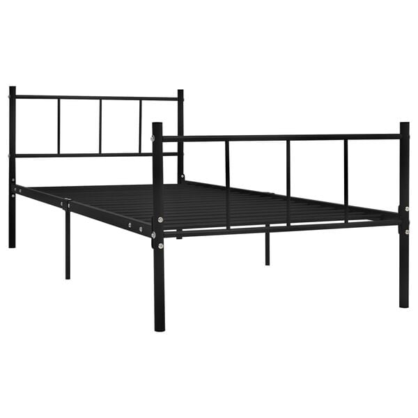 vidaXL Cadre de lit sans matelas noir m&eacute;tal 90x200 cm