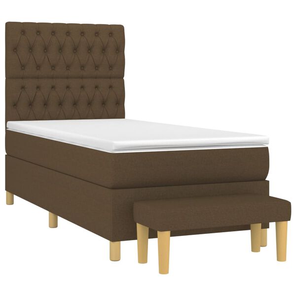 vidaXL Sommier &agrave; lattes de lit avec matelas Marron fonc&eacute; 90x190 cm
