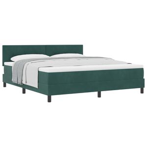 vidaXL Lit &agrave; ressorts avec matelas Vert fonc&eacute; 180 x 200 cm Velours