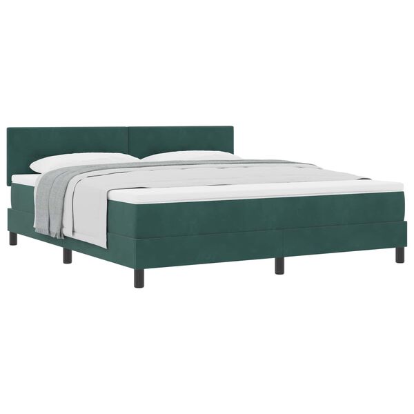 vidaXL Lit &agrave; ressorts avec matelas Vert fonc&eacute; 180 x 200 cm Velours
