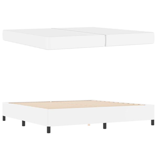 vidaXL Cadre de lit avec matelas Blanc 200 x 200 cm tissu